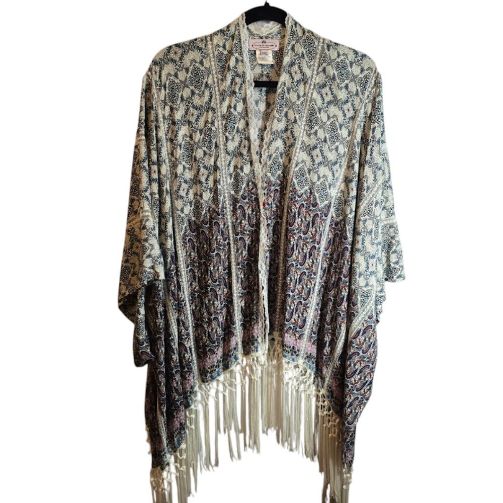 MUCHE ET MUCHETTE WOMENS MULTI COLOR PAISLEY PRINT FRINGE SLEEVELESS VEST OS